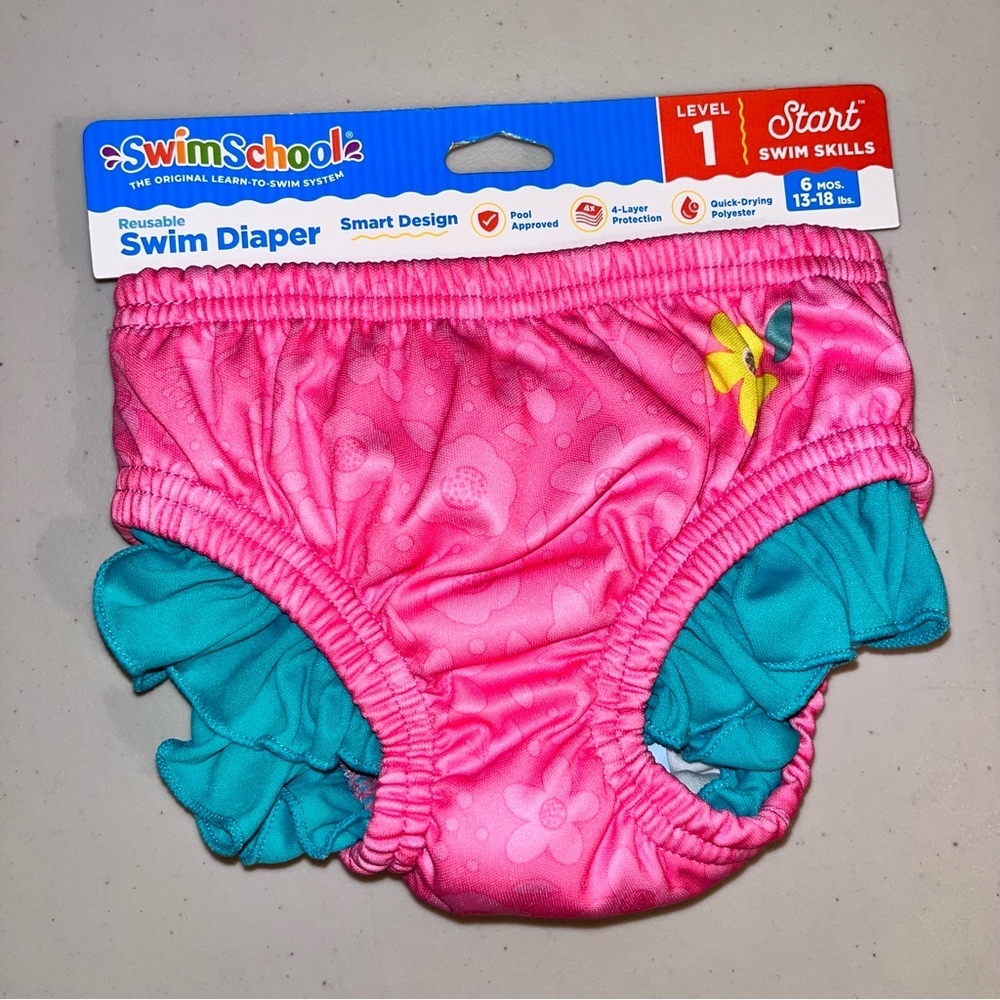 NEW Reusable Baby Swim Diaper Size 6 Months Pink Girls